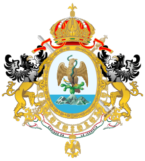 [Full coat of arms of Mexico: 18 June 1864 (confirmed 1 November 1865)-15 July 1867.
	By Juan Manuel Gabino Villasc&aacute;n]