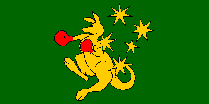 [Boxing Kangaroo flag with southern cross]