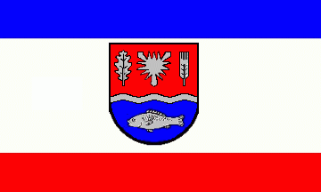 [Plön county flag centred CoA]