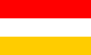 [Horizontal tricolor of red, white, and orange (or golden yellow)]