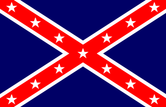 [reverse coloured confederate battle flag, 13 stars]