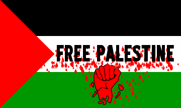 [Palestinian Flag Variant With Inscription and Bloody Fist]