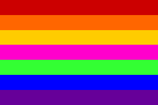 [Rainbow flag with unordered stripes]