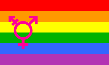 [Rainbow with transgender symbol]