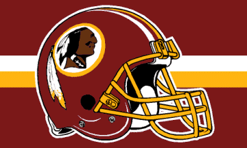 [Washington Redskins fan helmet flag]